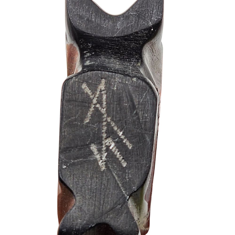 Native American Zuni Black Marble Bear Fetish Carved Stone Signed Turquoise - Picture 6 of 16